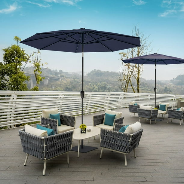 Above 10' Patio Market Umbrella with Solar LED Lights - Main Image