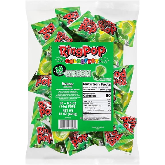Ring Pop Colorfest, Green Watermelon, 30 ct.