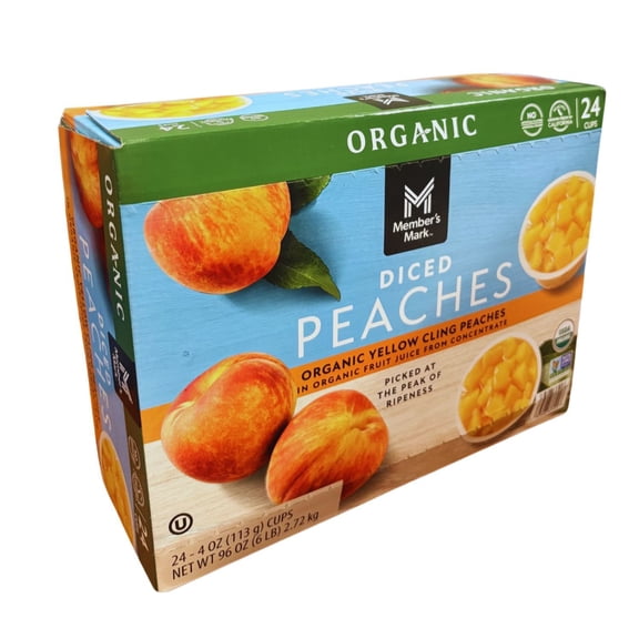 Member's Mark Organic Diced Peach Bowls, 4 oz., 24 pk.
