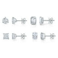 thumbnail image 2 of Fancy Cut Lab Created White Sapphire 4 Pair Earring Set in Sterling Silver, 2 of 16