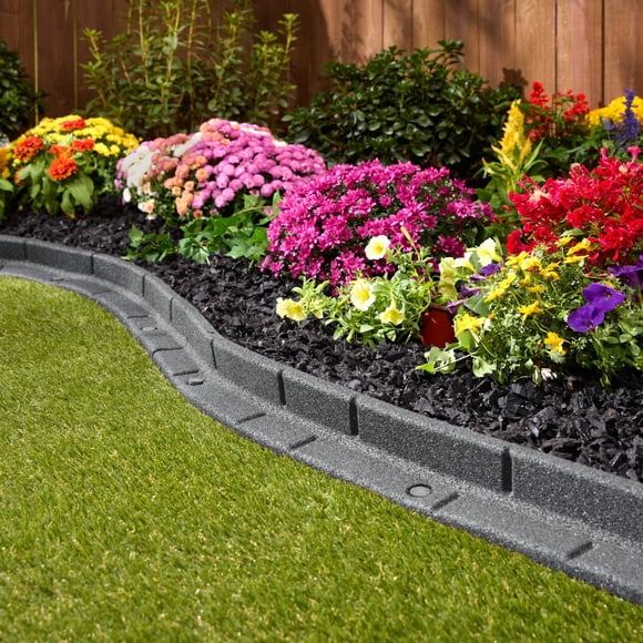 GroundSmart 4' Black Roman Brick Rubber Landscape Edging, 48pk