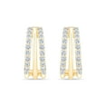 thumbnail image 2 of 0.30 CT. T.W. Round Cut Three Row Diamond Huggie Hoop Earrings in 14K Gold, 2 of 5
