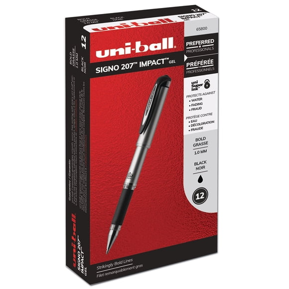 uni-ball 207 Impact Roller Ball Gel Stick Pens, Select Ink Color Bold - Dozen