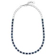 thumbnail image 1 of Emerald Cut Lab Created Gemstone Halo Tennis Necklace in Sterling Silver, 1 of 3