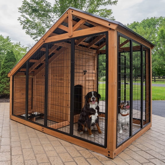 Backyard Discovery 7' x 5' Cedar Wood and Galvanized Steel Animal Enclosure with Feeding Door