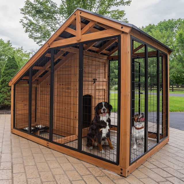 Backyard Discovery 7' x 5' Cedar Wood and Galvanized Steel Animal Enclosure with Feeding Door