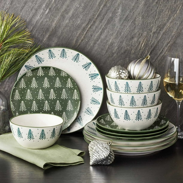 Member's Mark 12-Piece Stoneware Holiday Dinnerware Set - Samsclub.com