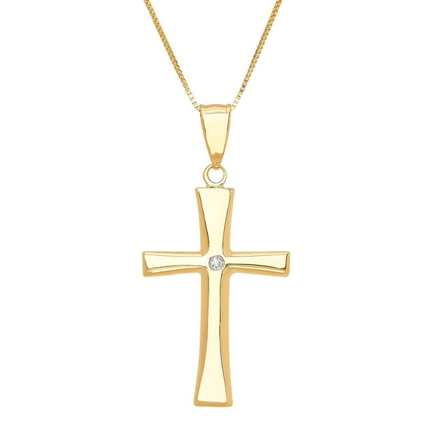 Cross & 0.01 CT.T.W. Diamond Accent Pendant Necklace in 14K