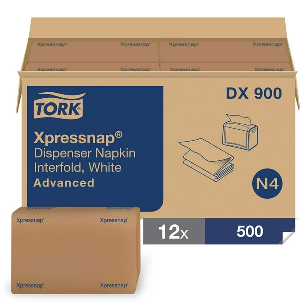 Tork Xpressnap Interfold 1-Ply White Dispenser Napkins 12 pks