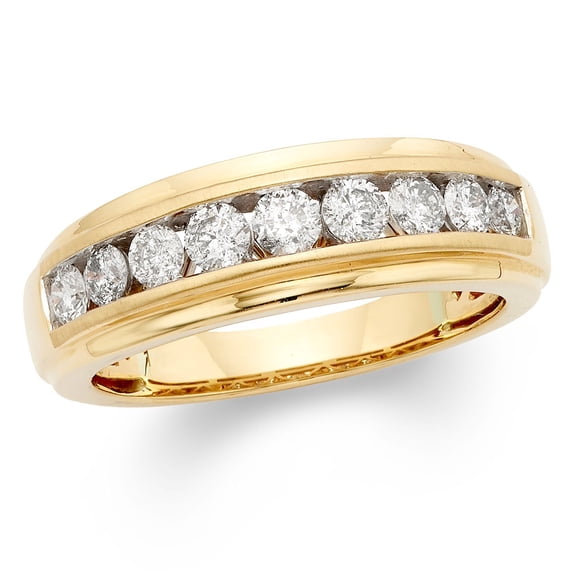 1.00 CT. T.W. Round Cut Single Row Mens Diamond Band in 14K Gold