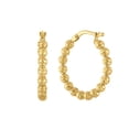 thumbnail image 4 of Diamond cut Bead Hoop Earrings in 14K Yellow Gold, 4 of 6