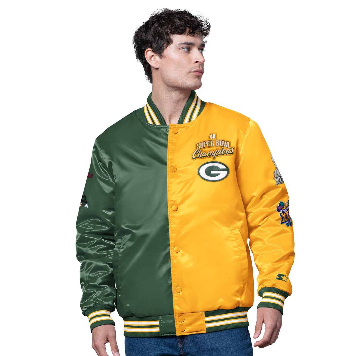 希少★NFL PACKERS ボタン式 スタジャン ボンバージャケット ロゴ刺繍 ebfd69e3-a5f3-40a6-8d2e-