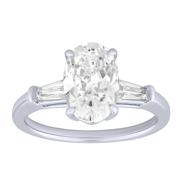 Lab Created 2.23 CT. T.W. Oval & Baguette Cut Lab Created Diamond Ring in 18K Gold