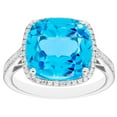 thumbnail image 2 of Cushion Cut Gemstone & 0.21 CT. T.W. Halo Diamond Ring in Sterling Silver, 2 of 5