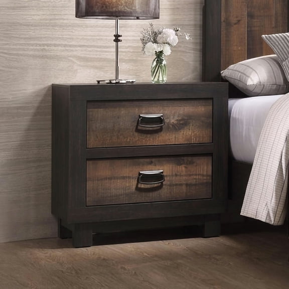 Harrison 2-Drawer MDF and Particle Board Nightstand, Walnut