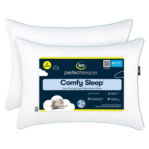 Serta 2-Pack Perfect Sleeper Comfy Sleep Eco-Friendly Bed Pillow