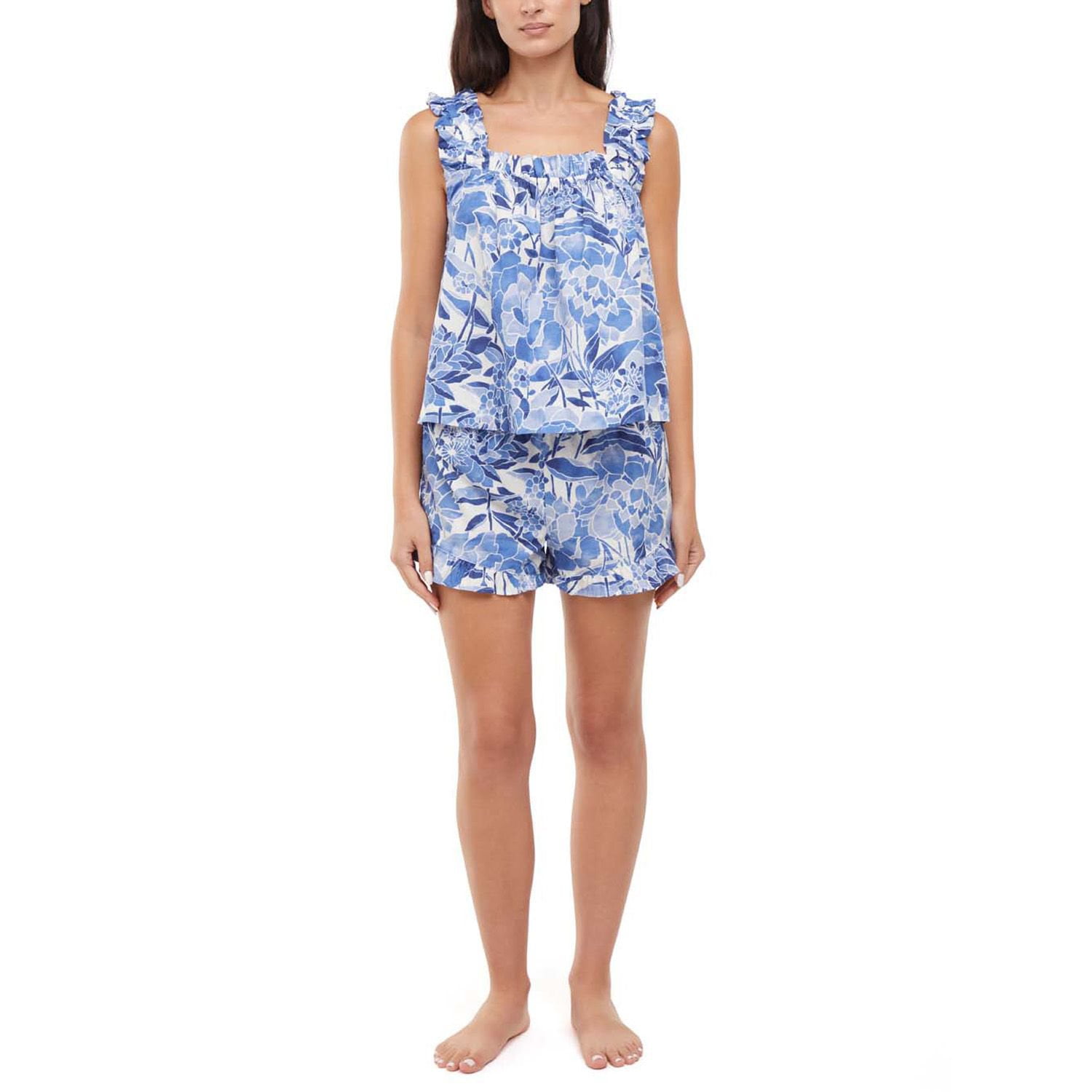 GAP Women's Woven Tank and Short PJ Set - Blue, L - image 1