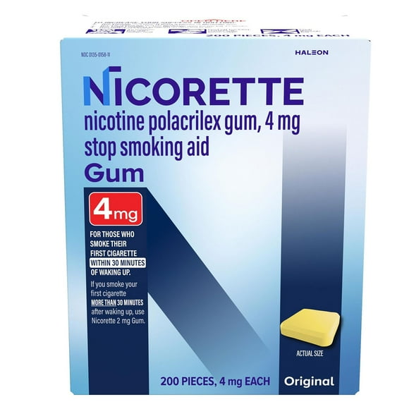 Nicorette Nicotine Gum, 4 mg, Original Stop Smoking Aid, 200 ct.