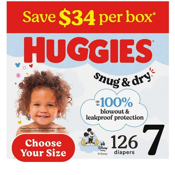 Huggies Snug & Dry Baby Diapers, Sizes 3-8