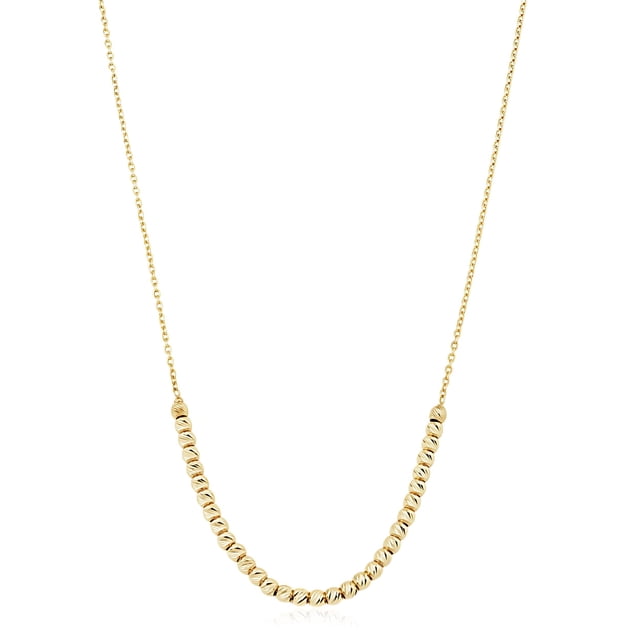 Diamond Cut Bead Adjustable Necklace in 14K Gold