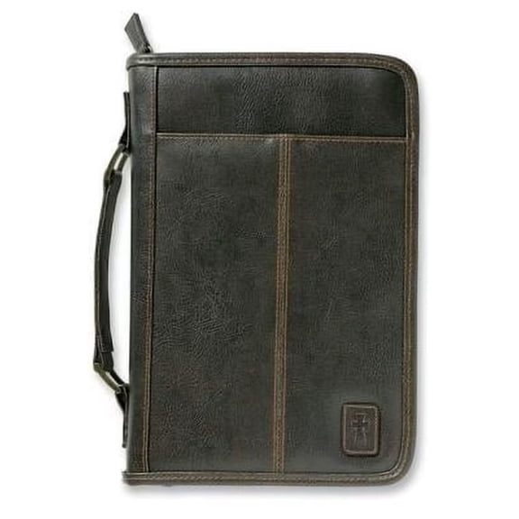 Aviator Extra Large Brown Leather Look Bible Cover, Zippered with Handle