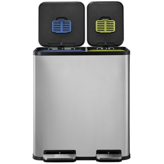 Simpli-Magic 18.5 Gallon (40L x 30L) Dual Compartment Step Trash Can – Kitchen Garbage Can with Waste & Recycling Bins – Slow-Close Lid, Odor Control, Hands-Free