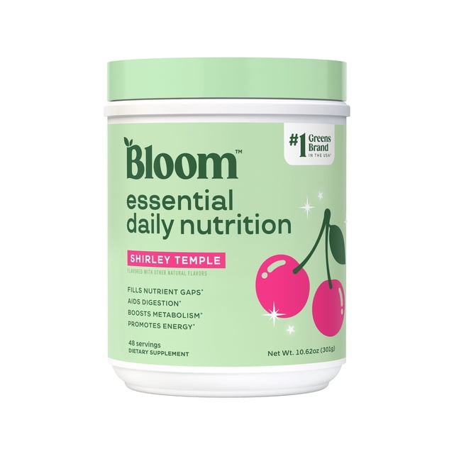 Bloom Nutrition Greens & Superfoods Powder, Shirley Temple 48 Servings, 9.2 oz.