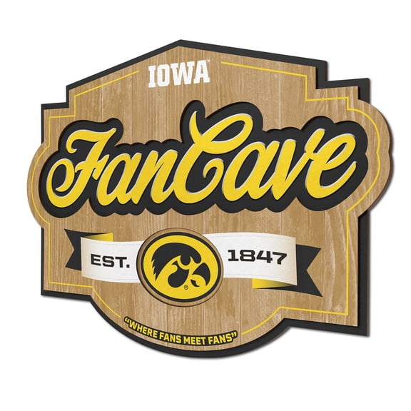 YouTheFan Iowa Hawkeyes 17"x12.5" 3D Multi-Layered Fan Cave Sign
