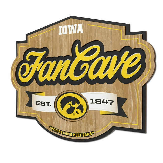 YouTheFan Iowa Hawkeyes 17"x12.5" 3D Multi-Layered Fan Cave Sign