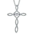 thumbnail image 1 of Dancing Created White Sapphire and 0.15 CT. T.W. Diamond Cross Pendant in Sterling Silver, 1 of 4