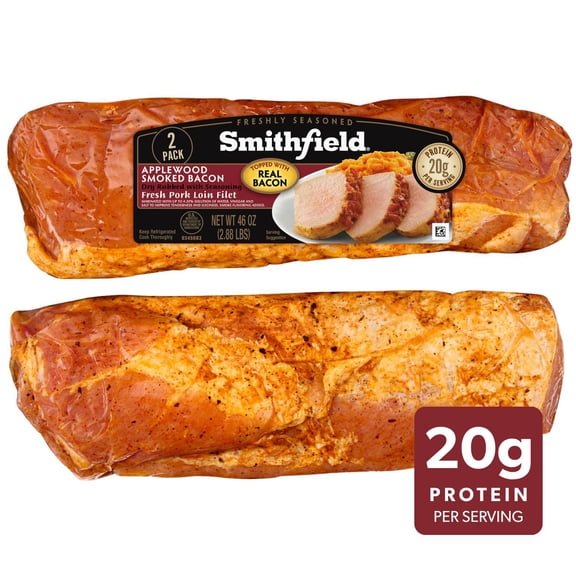 Smithfield Applewood Smoked Bacon Fresh Pork Loin Filet, 23 oz, 2 Pk.