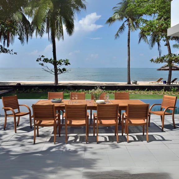 Amazonia Logan Outdoor Dining Set Teak Finish, Choose Size