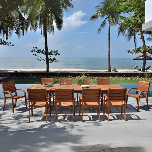 Amazonia Logan Outdoor Dining Set Teak Finish, Choose Size