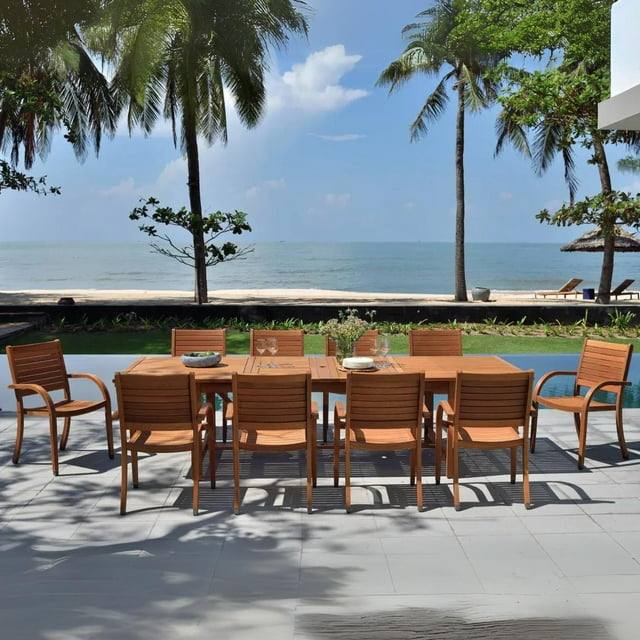 Amazonia Logan Outdoor Dining Set Teak Finish, Choose Size