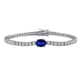 Lab Created Gemstone & White Sapphire Tennis Bracelet in Sterling Silver