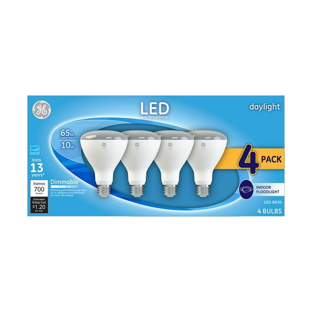 GE Daylight LED 65W Replacement Indoor Floodlight BR30 Light Bulbs 4-Pack