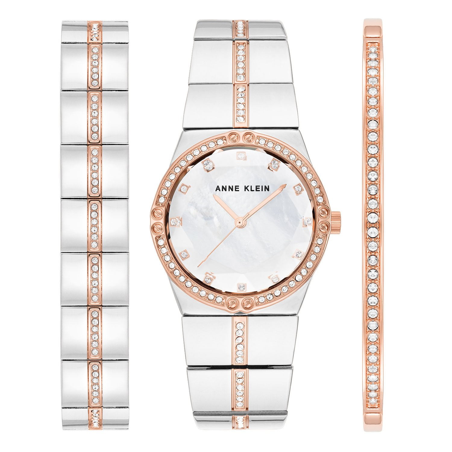 Anne Klein Tow-Tone & Rose Gold Bracelet Watch Box Set, 33.5mm