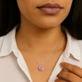 thumbnail image 5 of Lab Created Round Gemstone and 0.12 Diamond Halo in Serling Silver, 5 of 6