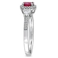 thumbnail image 4 of Ruby & White Sapphire with Diamond Accent 3-Stone Halo Ring in 14K Gold, 4 of 7