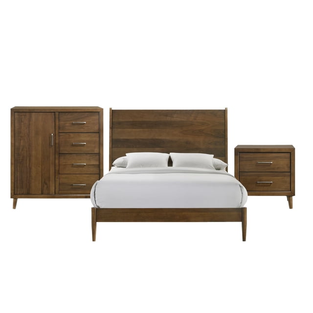 Zuma Panel 3PC or 5PC Bedroom Set in Walnut, Assorted Sizes
