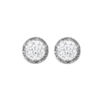 thumbnail image 2 of Round Cut Gemstone & 0.13 CT. TW Diamond Stud Halo Earrings in Sterling Silver, 2 of 5