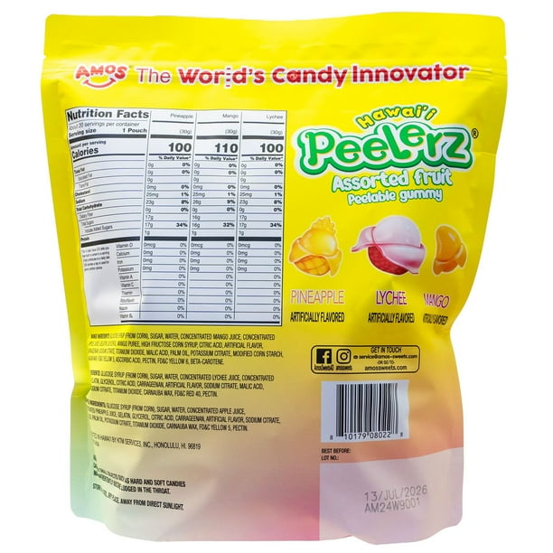 Amos Hawai'i Peelerz Assorted Fruit Flavor Peelable Gummies, 1.07