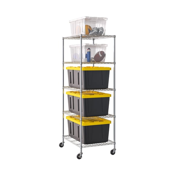 Seville Classics UltraDurable NSF-Certified Steel Tote Shelving, 25" W x 33" D 4 Tier and 5 Tier Options