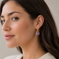 thumbnail image 5 of Cushion Cut Gemstone Bezel Set Dangle Earrings in 14K Gold, 5 of 6
