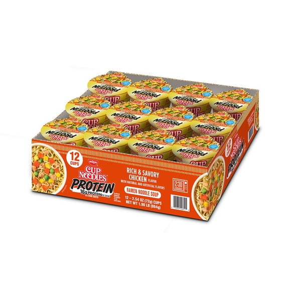 Cup Noodles Protein, Rich & Savory Chicken, 2.54 oz., 12 pk.