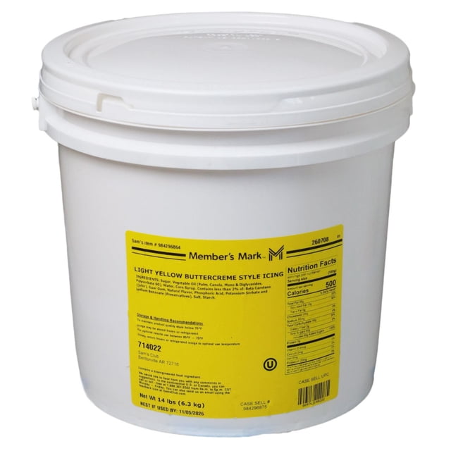Member's Mark Buttercreme Icing, Light Yellow, 14 lbs.