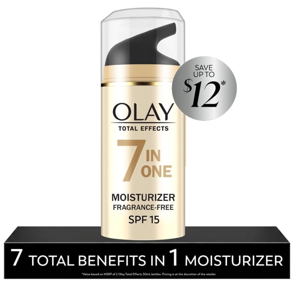Olay Total Effects Moisturizer with Sunscreen, SPF 15, Skincare, 3.4 fl. oz.