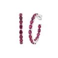 thumbnail image 2 of Oval Cut Gemstone Inside Out Hoop Earrings in Sterling Silver, 2 of 4
