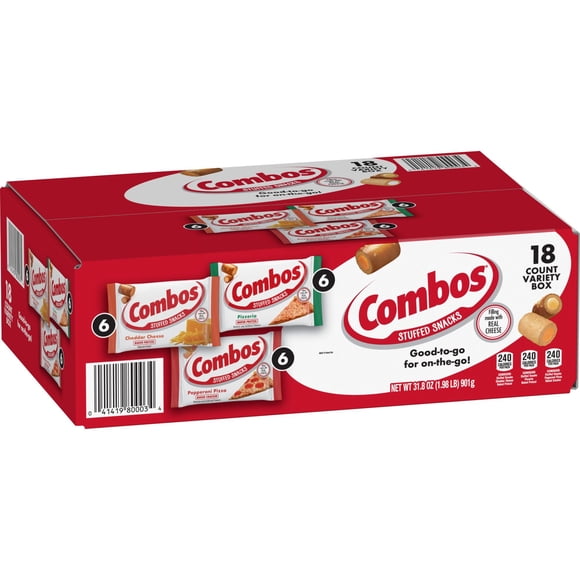Combos Stuffed Baked Pretzel Snacks, Variety Pack, 1.76 oz, 18 pk.
