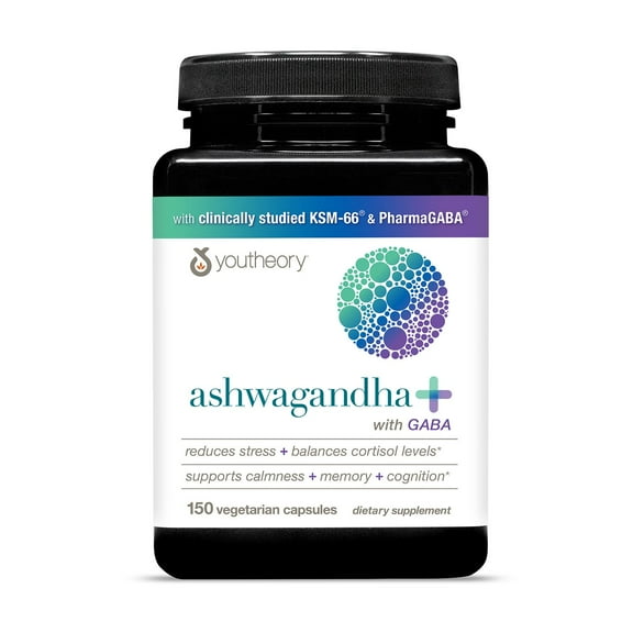Youtheory Ashwagandha + GABA Capsules, 150 ct.